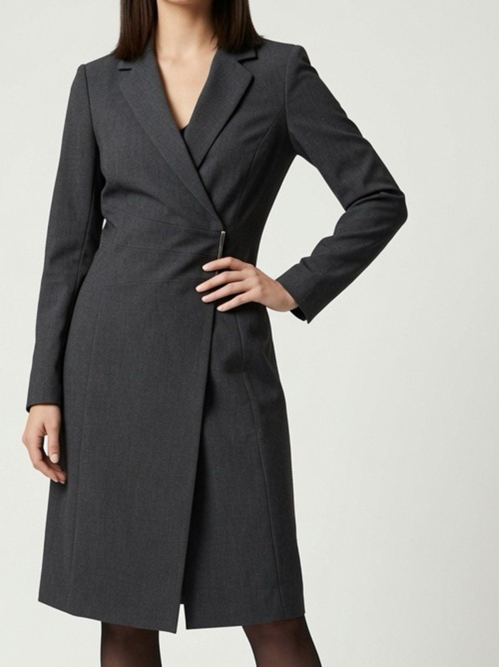 Vintage Y2K Calvin Klein Dark Gray Women's Career Long Sleeve Blazer Dress 6